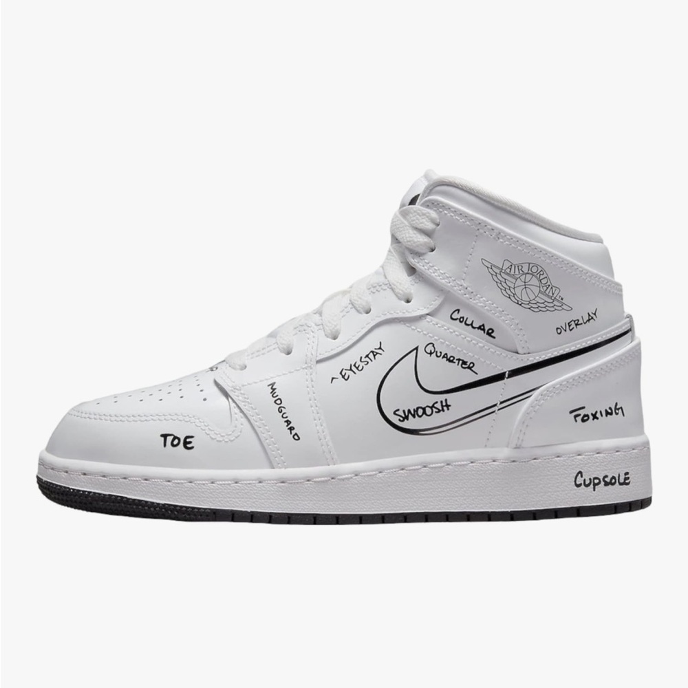 Jordan Kids White and Black High-Top Sneakers
